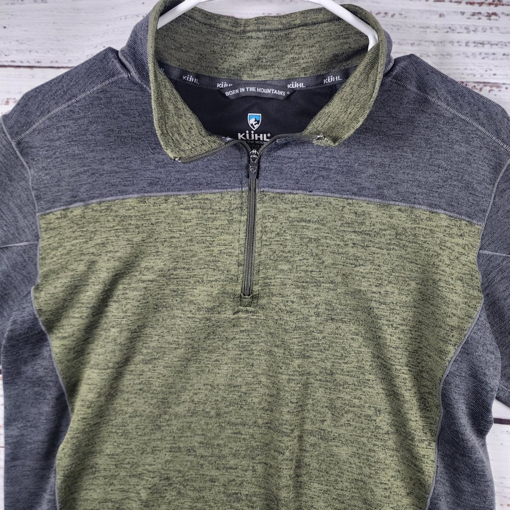 KUHL Ryzer 1/4 Zip Pullover Medium M Regular Charcoal Green Colorblock 3112